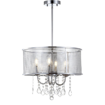 Avah Metal/Crystal Adjustable LED Drop Chandelier - JONATHAN Y